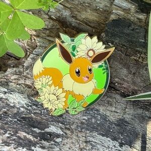 Cute Pokemon Eevee Flowers and leaves Enamel Pin